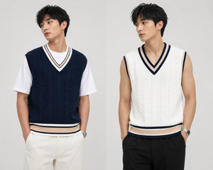Suéter con Capucha de Cachemira para Hombre, Cuello en V, Manga Regular, Color Sólido, Antiarrugas, Forro de Lana Transpirable, Ropa de Invierno, Azul Marino y Blanco - Product Image 5