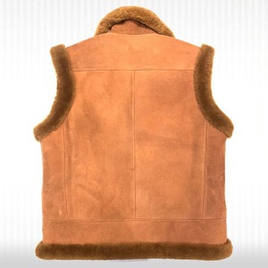 Men <b>Brown</b> Suede Shearling Genuine Leather Vest Winter Waistcoat Men's <b>Brown</b> Suede Leather Shearling Vest - Product Image 2