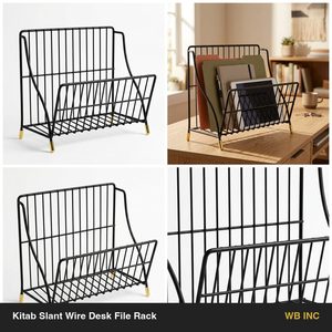 Handmade 28 cm Black Brass Slanted Front Wood File Rack Kitab Slant Wire Desk <b>Organiser</b> for Home Decor Hotels and <b>Weddings</b> - Product Image 6