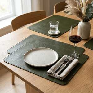 Set de table en cuir véritable avec logo personnalisé, en cuir de vache véritable, imperméable, pour restaurant, LPM-0108 - Product Image 1