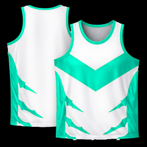 ผู้ผลิตเสื้อบาสเก็ตบอลยูนิเซ็กซ์จากปากีสถาน ผ้าโพลีเอสเตอร์ 100% ระบายอากาศได้ดี แห้งเร็ว ต้านเชื้อแบคทีเรีย แบบไม่มีแขน ออกแบบได้ตามต้องการ - Product Image 6