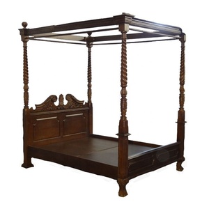 Lit à baldaquin de luxe en bois d'acajou, ensemble de meubles de chambre à coucher, robuste, élégant et confortable pour un repos de qualité - Product Image 5