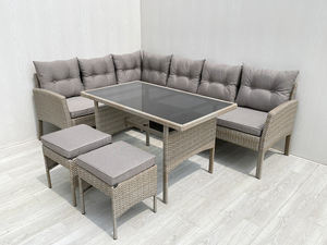 SF00093 Moderno y cómodo conjunto de sofás de jardín de ratán y acero con vidrio templado, cojines de poliéster para exteriores, directo de fábrica en Vietnam - Product Image 3