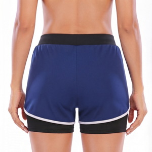 Shorts Deportivos para Mujer con Cordón Ajustable y Bolsillos, Secado Rápido, Doble Capa, Shorts de Fitness para Mujer, Cintura Media, Corte Regular - Product Image 2