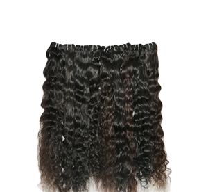 Extensiones de cabello humano indio virgen 100% de la mejor calidad al por mayor sin procesar negro rizado suelto onda profunda súper onda - Product Image 1