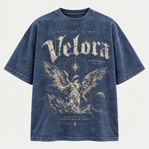 Washed Men's Oversized Denim <b>T</b>-<b>Shirt</b> Vintage Print Short Sleeve O-Neck Cotton Streetwear Private Label Custom <b>T</b> <b>Shirt</b> - Product Image 3