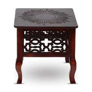 Rustic Wood Side <b>Table</b> With Lower Shelf Durable Antique Finish <b>Bar</b> Furniture - Product Image 3
