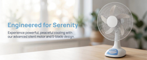 12-Inch Portable Rechargeable 9W Plastic Desktop Fan 3M <b>Solar</b> & 1.5M Charging <b>Cables</b> 3 Blades 6 Hours High Wind Battery Life - Product Image 5