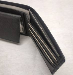 Portefeuilles RFID pour hommes, porte-cartes en cuir, portefeuille ouvert à double pli, doublure en polyester PU, porte-clés, ensemble d'étiquettes de bagages personnalisées - Product Image 4