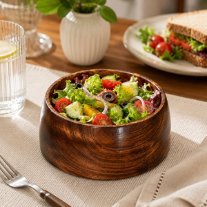 Tazón de Madera para Servir Ensaladas, Estilo Moderno, Hecho a Mano, Ecológico, Venta al por Mayor |   Cocina Sostenible FAIZA a Precio de Fábrica Económico - Product Image 2