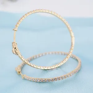 Pendientes de Aro de Oro Amarillo Sólido de 14K con Moissanita en el Interior y Exterior, Corte Redondo de 2 Quilates - Product Image 6