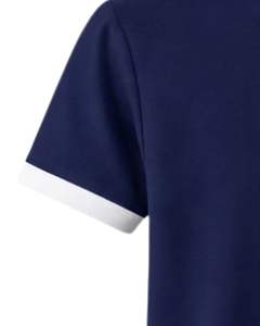 เสื้อยืดคอกลมสีน้ำเงินกรมท่าสำหรับผู้หญิง แต่งขอบคอและแขนเสื้อสีขาว ตัดเย็บแบบลำลอง แขนสั้น ผ้าฝ้าย เหมาะสำหรับฤดูร้อน - Product Image 6