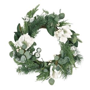 Ghirlanda natalizia elegante da 55 cm con foglie e magnolia per decorazioni festive - Product Image 3