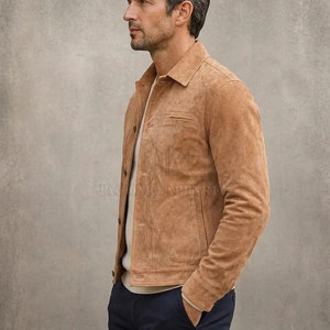 Factory Made Casual Western Style Men <b>Suede</b> Leather <b>Jacket</b> Turn Down Collar Design With Refined Stitching For Men Fashion - Product Image 4