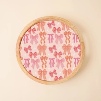 Plateau de service en bois et émail de designer avec motif nœud rose, fabriqué à la main, décoration de luxe pour la maison, fabricant