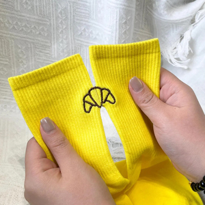 Women Eco-Friendly Anti-Slip Yoga Daily Use Crew <b>Socks</b> Ribbed Knit Letter Embroidery Striped Mid Calf Breathable <b>Soft</b> Casual - Product Image 2