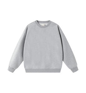 Unisex Crew Neck Sweatshirt Solid White <b>100</b>% Cotton Knitted Oversized Casual Pullover Autumn Regular Fit - Product Image 5