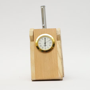 Support à stylos en bois avec horloge, rangement portable pour papeterie, pour bureau, porte-stylos de luxe au prix le plus bas - Product Image 1