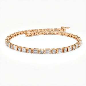 RAMDUT IMPEX Moissanite Tennis Bracelet Silver Plated Baguette Cut Teardrop Sparkling Trendy Elegant Unisex <b>Gift</b> Her Engagement - Product Image 1
