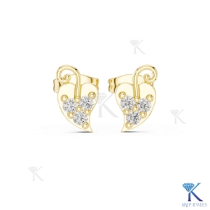 Lab Grown Diamond Abstract Leaf Scroll Luxury Stud <b>Earrings</b> 18K <b>Solid</b> Gold 3 Stone Cluster Fine Women Jewelry Wedding Party - Product Image 4