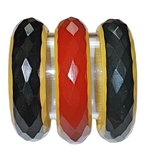Fancy Geometric Acrylic Resin Bangle Set Black <b>Red</b> Gold Plated Classic Stylish Unisex <b>Bracelet</b> Agate Inlay Bezel Setting Woman - Product Image 1