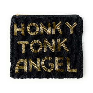 Embrayage perlé de Style occidental HONKY TONK ANGEL citation sac à main noir or fait à la main fête femmes filles pays grande capacité Durable - Product Image 1