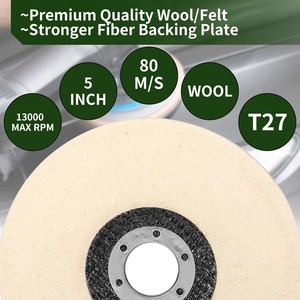 <span class=keywords><strong>Disco</strong></span> de Pulido de Fieltro 100% Lana, Herramienta Abrasiva de 115mm/125mm para Pulir Vidrio, Piedra y Metal - Product Image 3