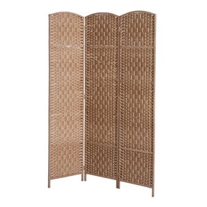 Divisorio per Stanza in Vimini a 3 Pannelli, 6 Piedi, Fatto a Mano, Autoportante, Schermo Pieghevole per Privacy, in Legno Naturale Leggero, Stile Antico - Product Image 1