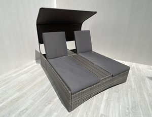DS00076 Direct factory in Vietnam Modern <b>Grey</b> Flat Wicker Steel <b>Frame</b> Sun Lounger Polyester Cushion Outdoor/Courtyard Villa - Product Image 2