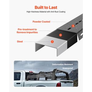 Portapacchi Regolabile per Cassone Camion 51.2" X 65.4" Capacità Statica 900 Libbre Compatibile con Cassoni di Camion 51.2" X 65.4" - Product Image 3