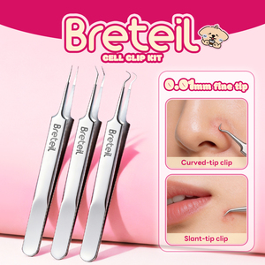 <span class=keywords><strong>Breteil</strong></span> Kit de 3 outils ultra-fins pour points noirs et boutons, pince à épiler, outil de grattage spécial pour salon de beauté, aiguille à acné - Product Image 1