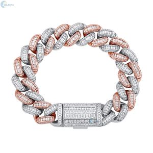 Bracelet cubain de luxe en diamant de laboratoire, serti de diamants taille baguette, style hip-hop, tendance, pour homme - Product Image 2