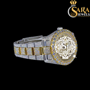 Reloj de Diamantes Moissanite con Esfera Dorada Rosa y Cristales, Moderno, en Oferta, Ideal para Regalos, Fiestas y Uso Diario - Product Image 1