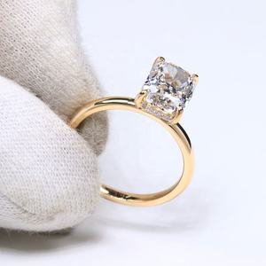 10k 14k 18k Solid Yellow Gold D Color Elongated <b>Cushion</b> Cut Lab Grown Diamond Vintage <b>Ring</b> Gift Party <b>Wedding</b> Anniversary Women - Product Image 3