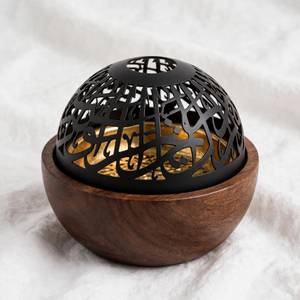 Matte Black Top Hole Bakhoor Incense Burner Wooden Bowl Charcoal Mubakhara Middle East Arabic Oudh Holder <b>Table</b> <b>Decor</b> - Product Image 6