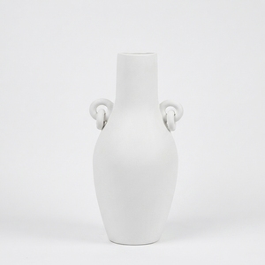 Grand vase de sol artisanal en terre cuite rustique blanche, fait main, en céramique, pour la vente en gros - Product Image 1