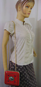 Sac à main en mosaïque de pierre rouge fait main Lowellcraft.com pour mariages et soirées, motif en résine et laiton BRC06138 - Product Image 4