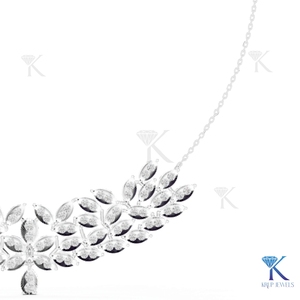 Elegant Lab Grown Diamond Cluster <b>Statement</b> <b>Necklace</b> Trendy 14K 18K Solid Gold Fine Women Jewelry Bridal Anniversary Gift - Product Image 6