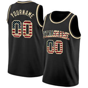 Maillot de basket personnalisé drapeau américain pour homme, débardeur noir, impression par transfert thermique, nom et numéro de l'équipe, style sportif respirant - Product Image 2