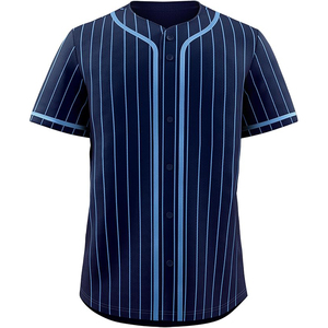 Maillot de baseball rayé bleu marine et bleu clair pour équipe, personnalisé, respirant, par sublimation, uniforme sportif haute performance - Product Image 1