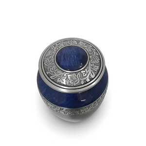 Blue Aluminum Cremation Urn Metal <b>Memorial</b> Ashes Casket Custom Decorative Adult Burial <b>Keepsake</b> with Velvet Bag - Product Image 3