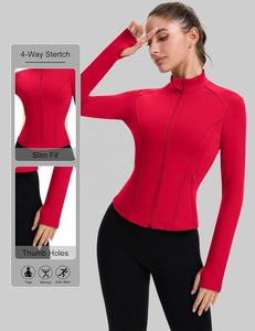 เสื้อแจ็คเก็ตออกกำลังกายสำหรับผู้หญิงแบบซิปขายส่ง รับทำโลโก้ เสื้อแจ็คเก็ตโยคะ - Product Image 4