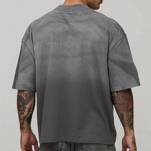 Camiseta Gris Premium con Efecto Desgastado Vintage, Oversize, de Algodón Pesado, con Logotipo Personalizado, Venta al por Mayor, Fabricante OEM, Alta Calidad - Product Image 5