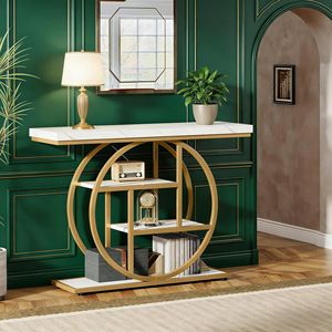 Mesa Consola Industrial de 4 Niveles con Base Circular para Sofá o Entrada - Product Image 4