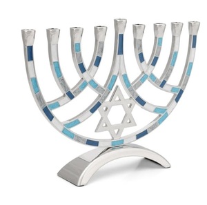 classic <b>brass</b> menorah gold hanukkah candle <b>holder</b> 9 branch jewish candelabra traditional holiday decor tabletop centerpiece lux - Product Image 2