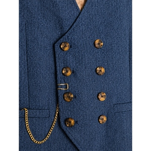 Custom Men's Double Breasted Tweed Vest Premium Herringbone Waistcoat Formal Business Wedding Classic Tailored Suit Vest - Product Image 6
