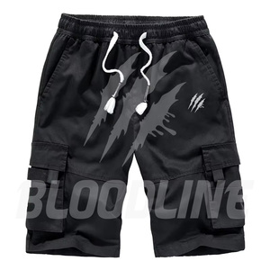 Shorts cargo pour hommes, taille moyenne, cordon de serrage, respirant, style décontracté, avec poches, motif imprimé, 5 couleurs, M-8XL - Product Image 3