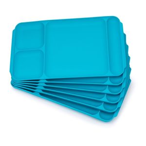 Premium <b>plastic</b> food plate compartment serving <b>tray</b> reusable dinner plate for home kitchen cafeteria in pink blue green - Product Image 1