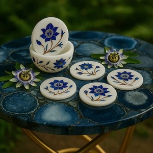 Lot de sous-verres en marbre en promotion pour la protection de table, sous-verres en pierre naturelle avec finition pour boissons chaudes et froides, fournisseur en gros - Product Image 4
