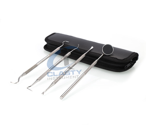 Kit de 4 outils de nettoyage dentaire en acier inoxydable : gratte-tartre et cure-dents, miroir buccal - Product Image 3